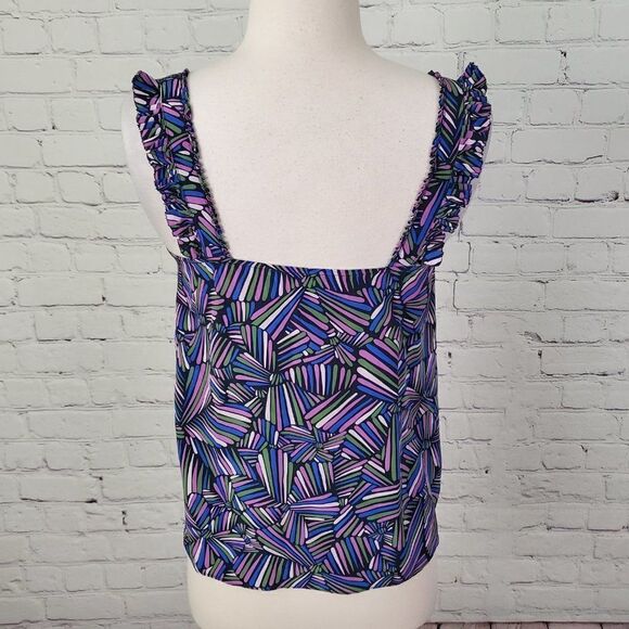 Marc By Marc Jacobs Ruffle Strap Blouse Top Geometric Print Sleeveless XS - Picture 5 of 9